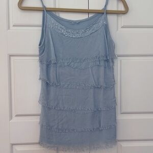 Light Blue Spaghetti Strap Camisole Blouse Made in Italy, Small